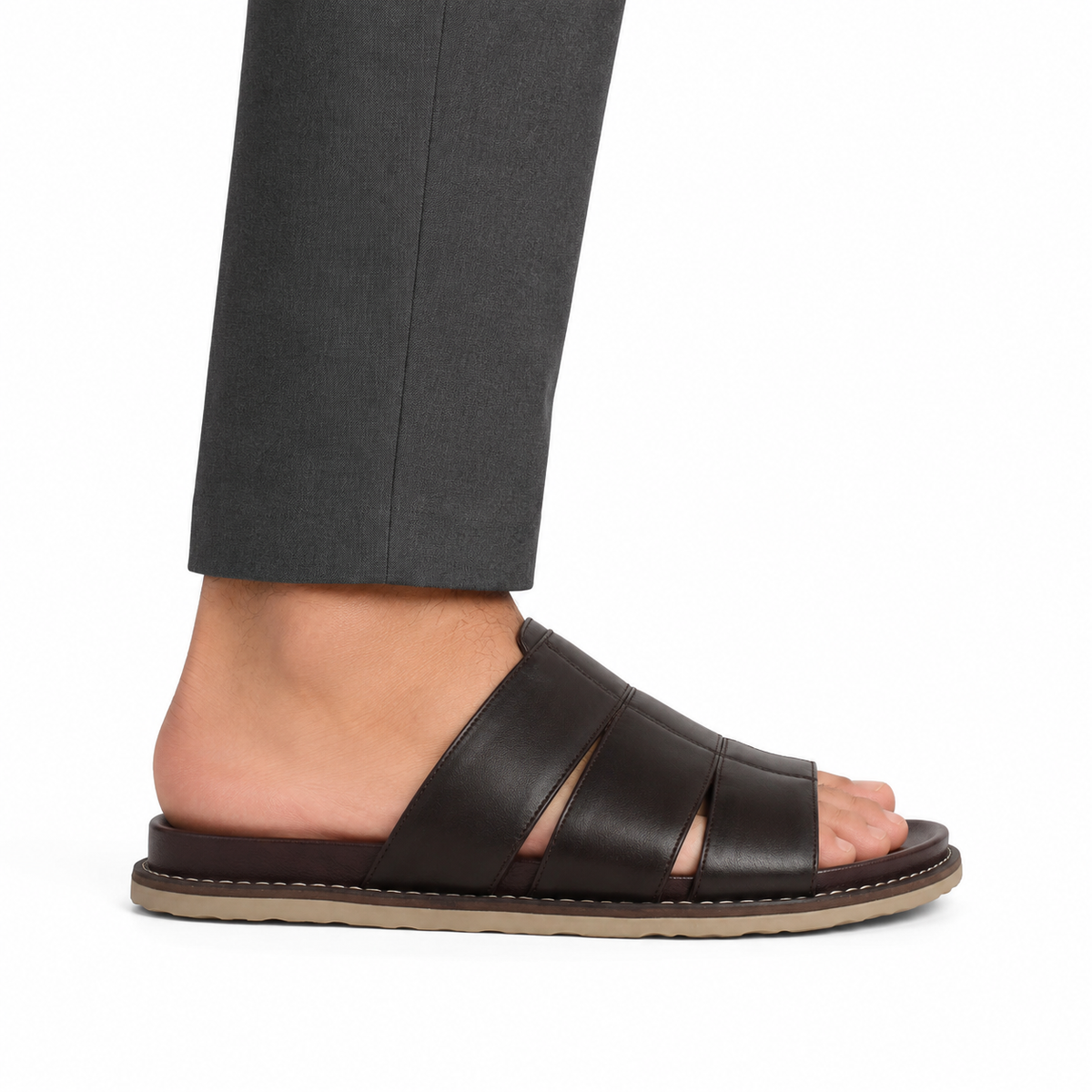 Cozyo - Men's Dark Brown Calf Leather Slipper