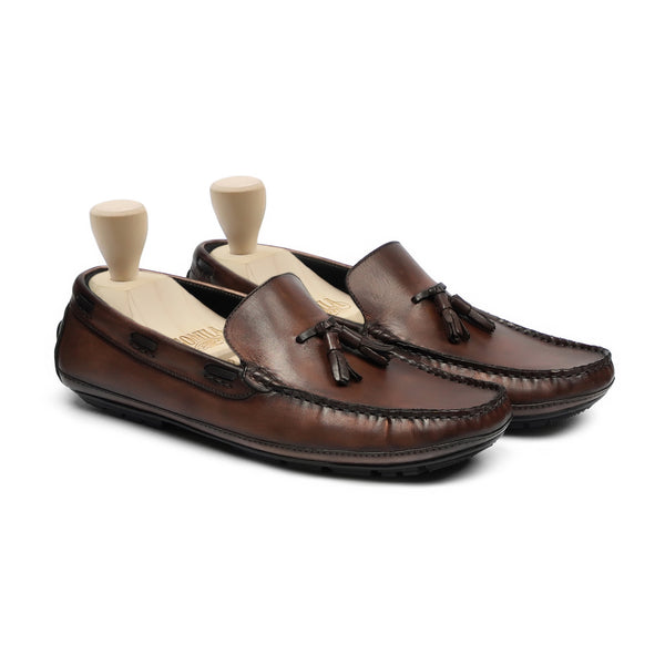 Keiko - Men's Brown Patina Calf Leather Driver Shoe