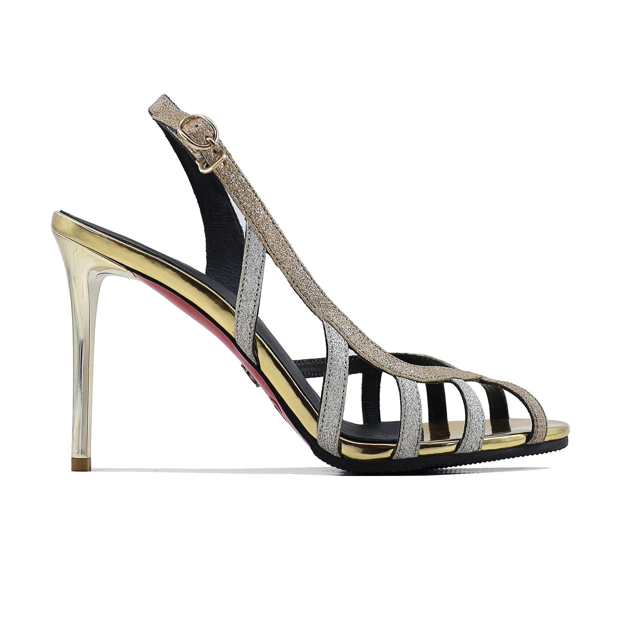 Lily - Women's Silver and Golden Strapped Heels