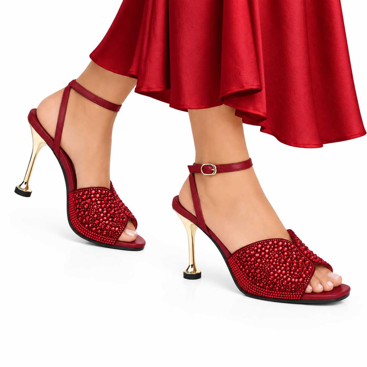 Maya - Women’s Oxblood Hand Set Crystals 90mm Heels