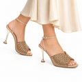 Maya - Women’s Champagne Hand Set Crystals 90mm Heels