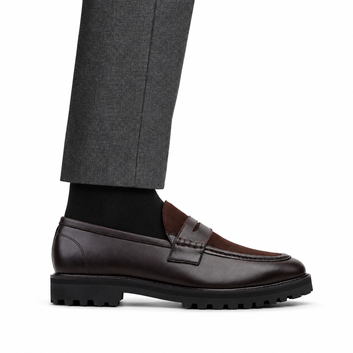 Zach - Men's Brown Calf & Suede Leather Loafer