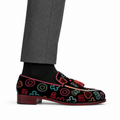 Clifford - Men's Black Suede Embroidery Goodyear Welted Bespoke Loafer