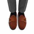 Drobak - Men's Cognac Suede Leather Belgian Loafer