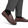 Jamie - Men's Light Brown Crocodile Textured & Calf Leather Driver