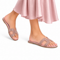 Sierra - Women's Rose Pink Rhinestone Slipper