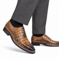 Peter - Men's Tan Crocodile Leather Goodyear Welted Wholecut