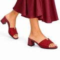 Isabel  - Women's Red Hand Set Crystals 50mm Heels