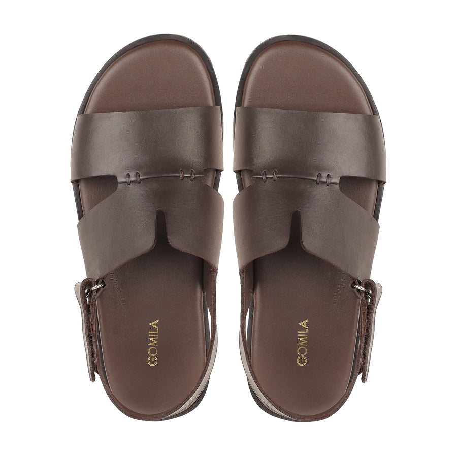 Amora - Men's Dark Brown Calf Leather Sandal