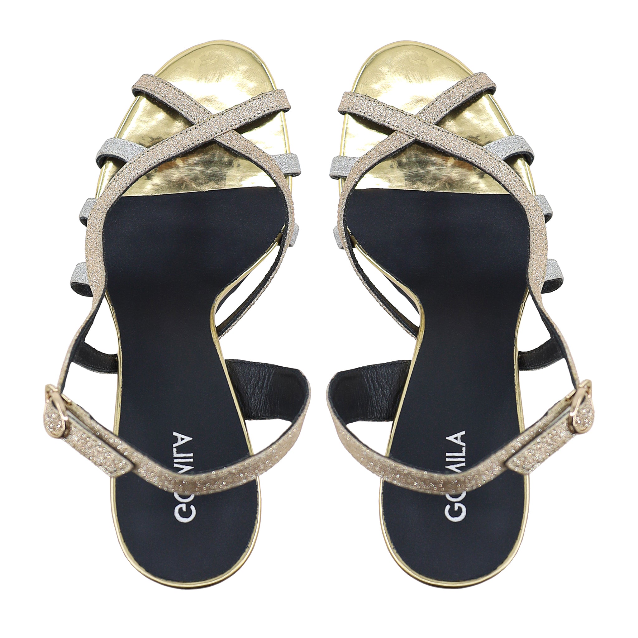 Lily - Women's Silver and Golden Strapped Heels