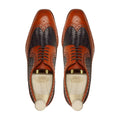 Waylon - Men's Tan Black Calf and Hand Woven Calf Leather Dery Shoe