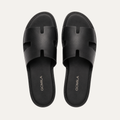 Riko - Men's Black Calf Leather Slipper