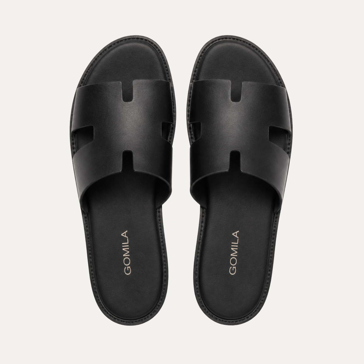 Riko - Men's Black Calf Leather Slipper