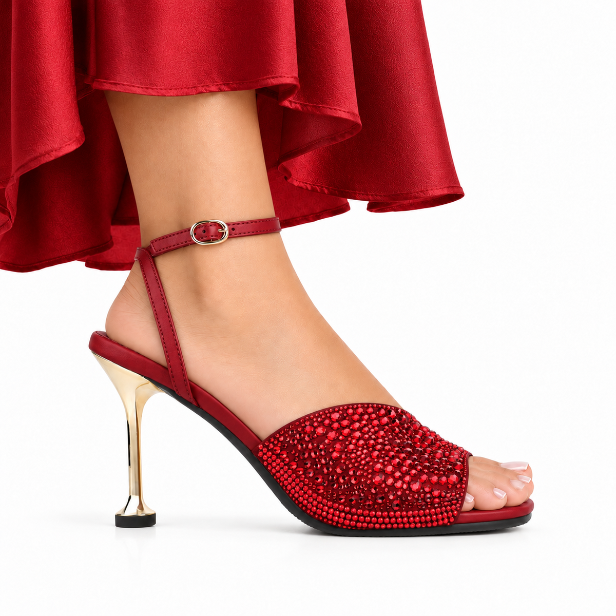 Maya - Women’s Oxblood Hand Set Crystals 90mm Heels