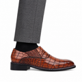 Adler - Men's Tan Crocodile Textured Goodyear Welted Leather Oxford