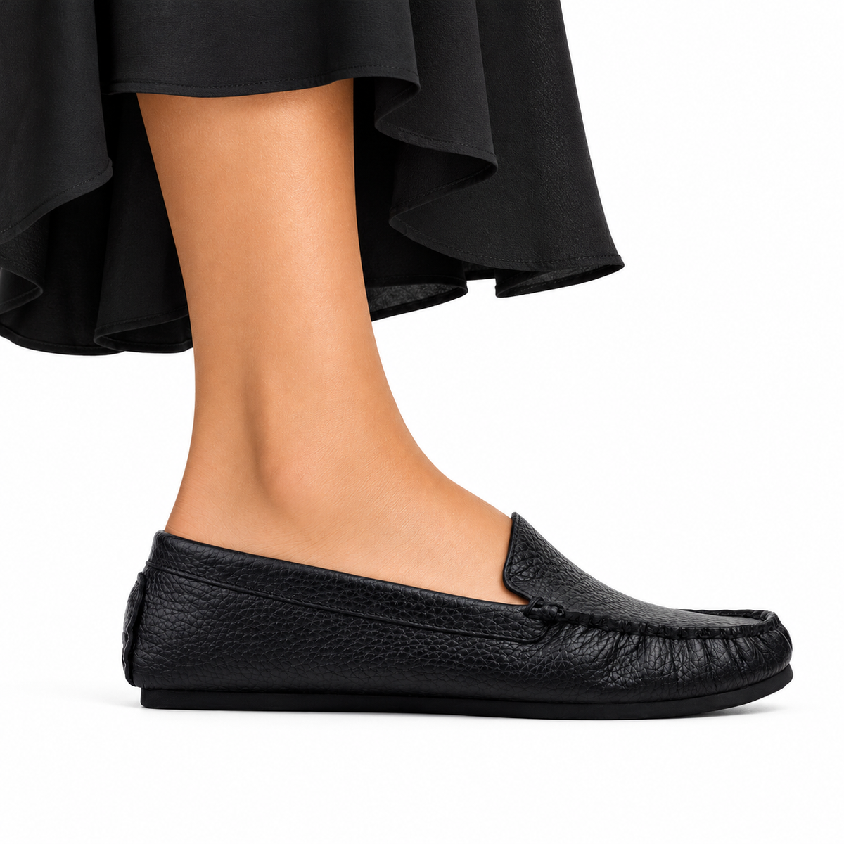Amira - Women's Black Milled Leather Driver