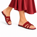 Freya - Women's Oxblood Hand Set Crystals Slipper