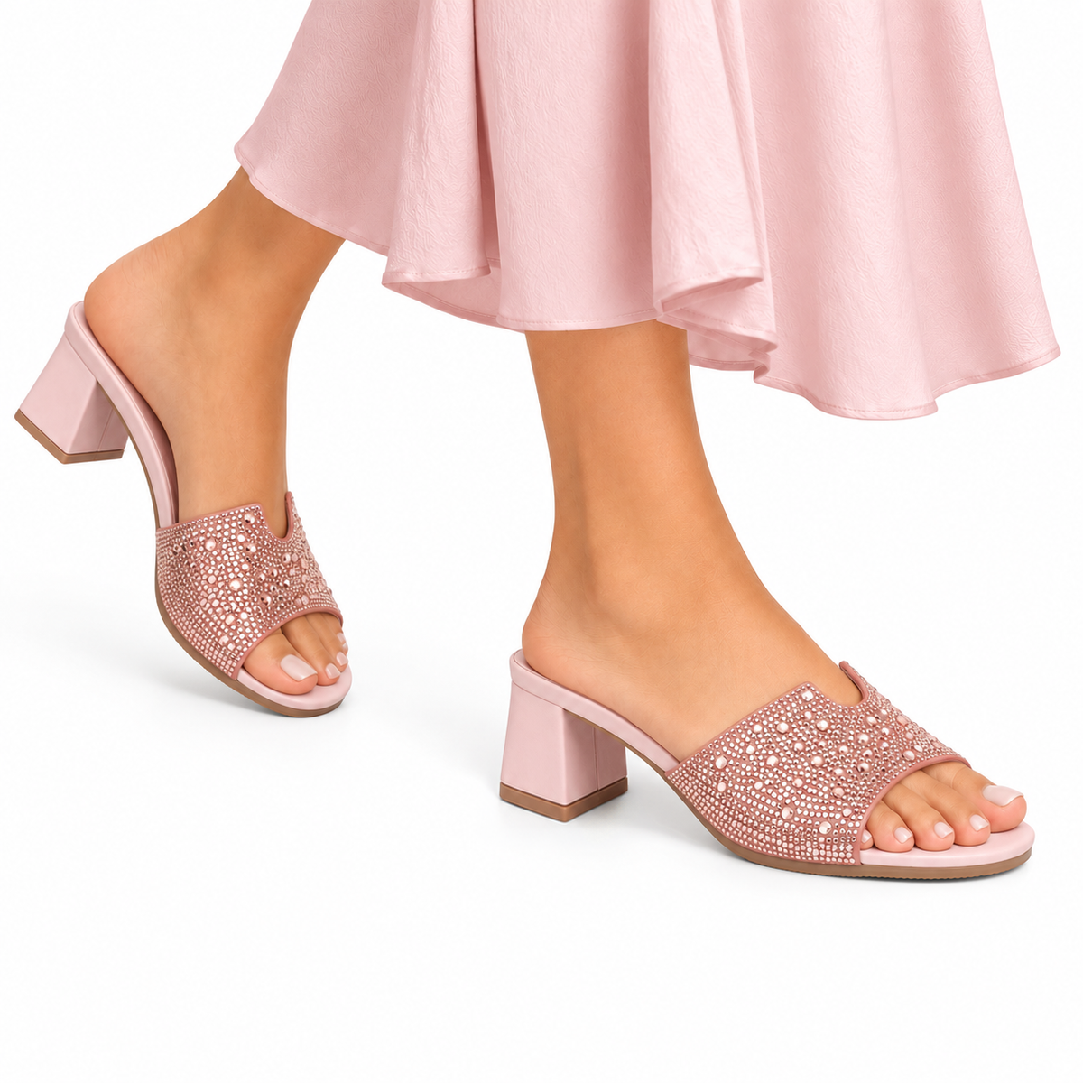 Isabel  - Women's Pink Hand Set Crystals 50mm Heels