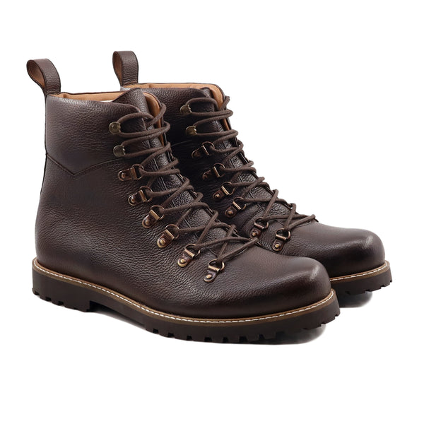 Hecla -Men's Dark Brown Pebble Grain Leather Boot