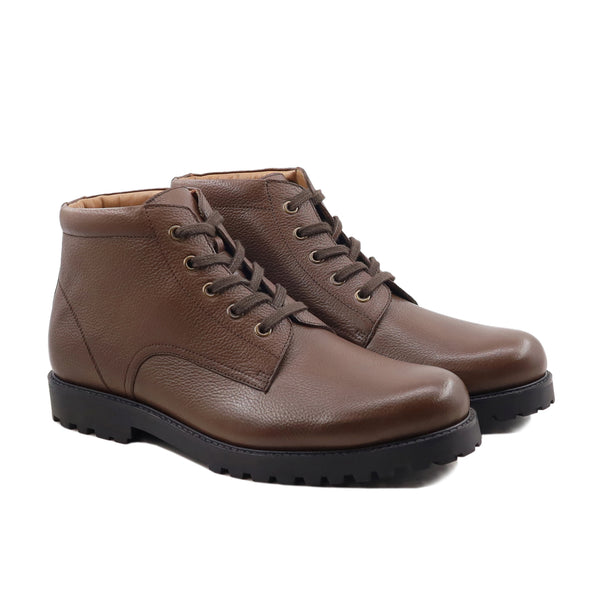 Karth - Men's Brown Pebble Grain Leather Boot