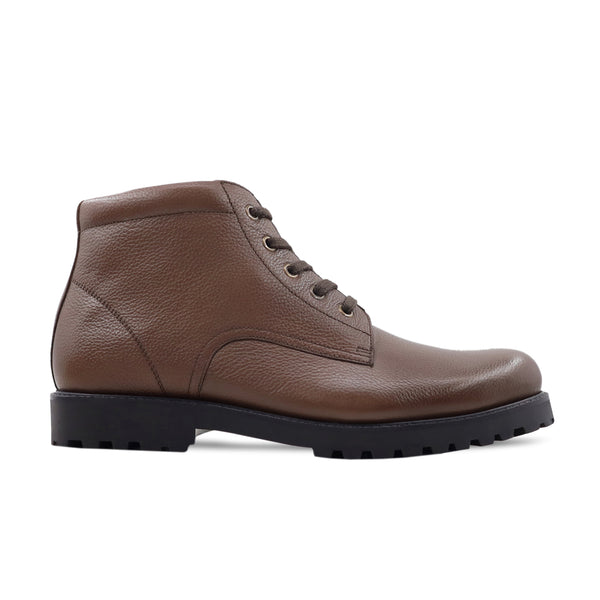 Karth - Men's Brown Pebble Grain Leather Boot