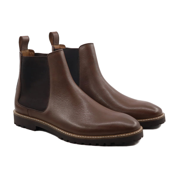 Spenser - Men's Brown Pebble Grain Leather Chelsea Boot