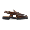 Garey - Men's Brown Box Leather High Shine Sandal