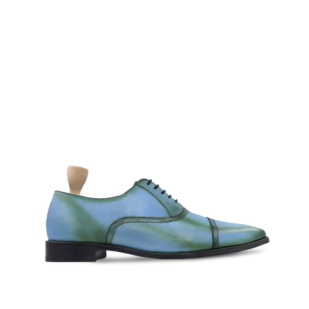Aalen - Men's Sky Blue and Burnished Green Patina Calf Leather Oxford Shoe