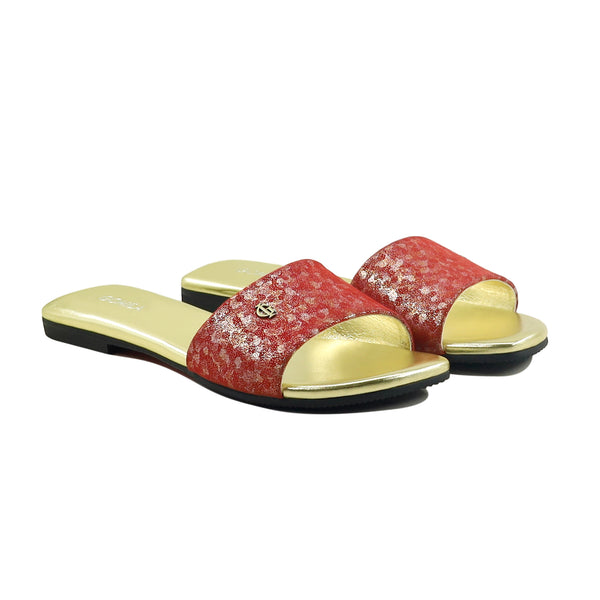 Abbie - Women's Red and Golden Slipper