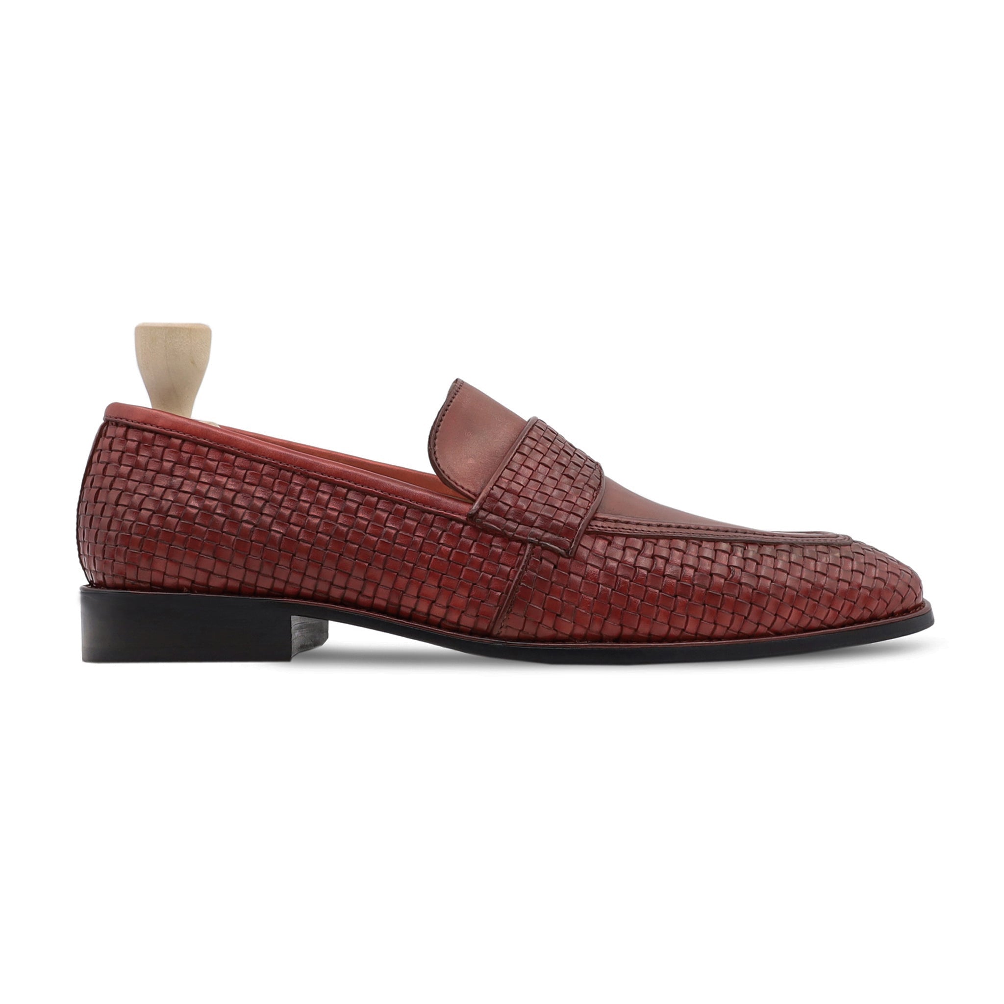 Alessandro - Men's Oxblood Calf Hand Woven Leather Loafer