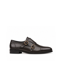 Allin - Men's Dark Brown Calf Leather Double Monksrap