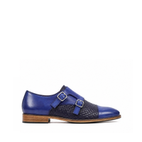 Alingsas - Men's Blue Hand Woven Calf Leather Double Monkstrap