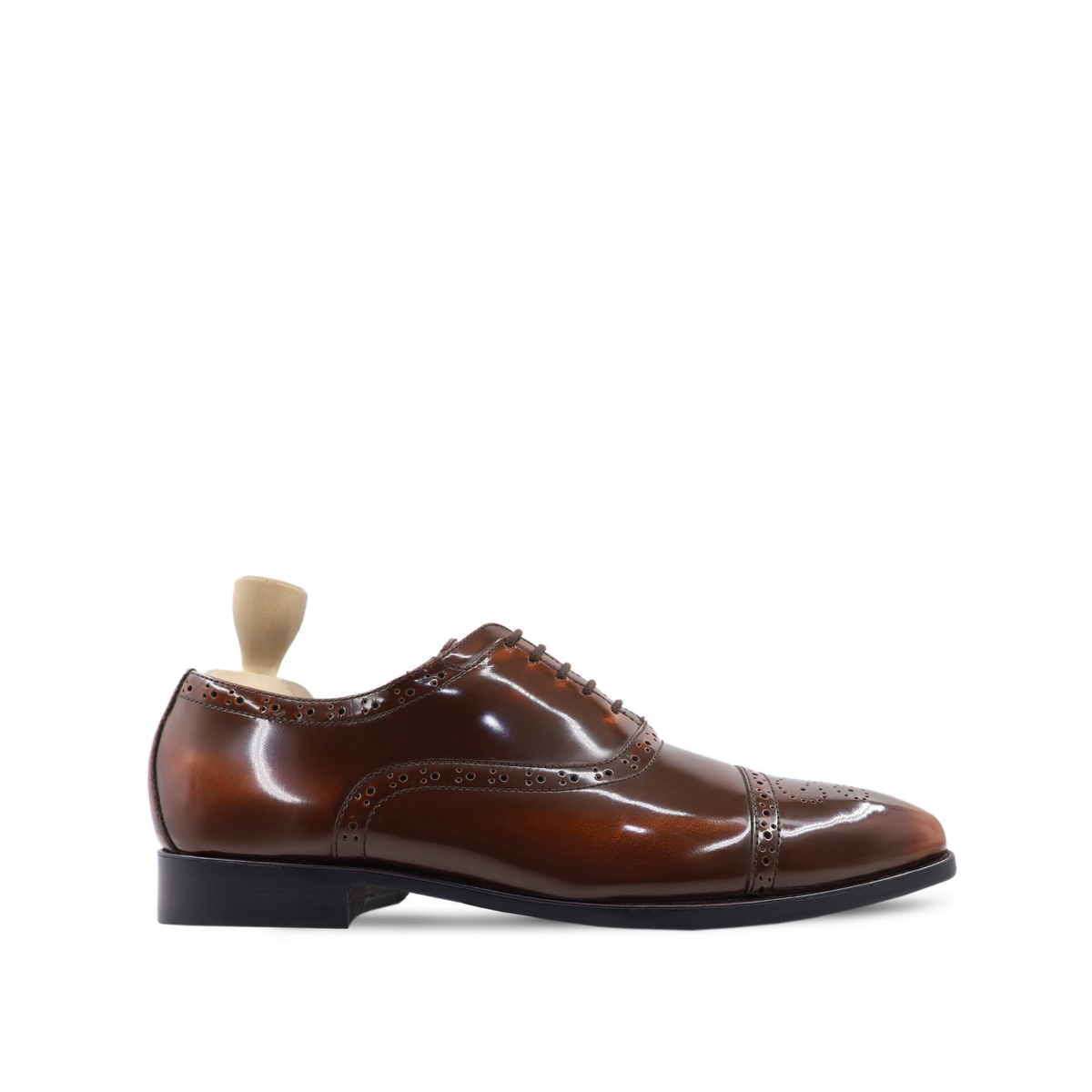 Alper - Men's Tan Brown Box Leather High Shine Oxford Shoe