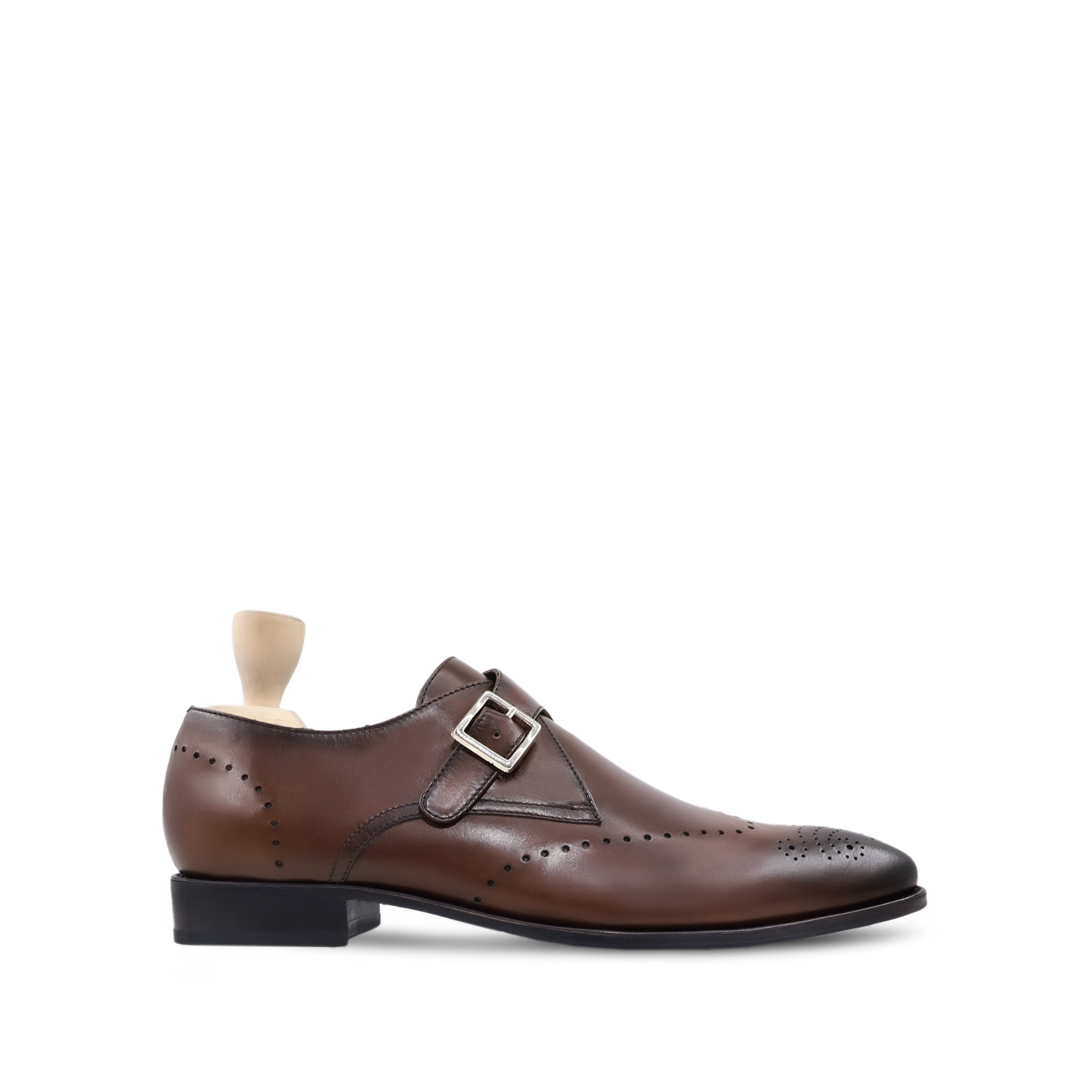 Arnold - Men's Burnished Brown Calf Leather Single Monkstrap