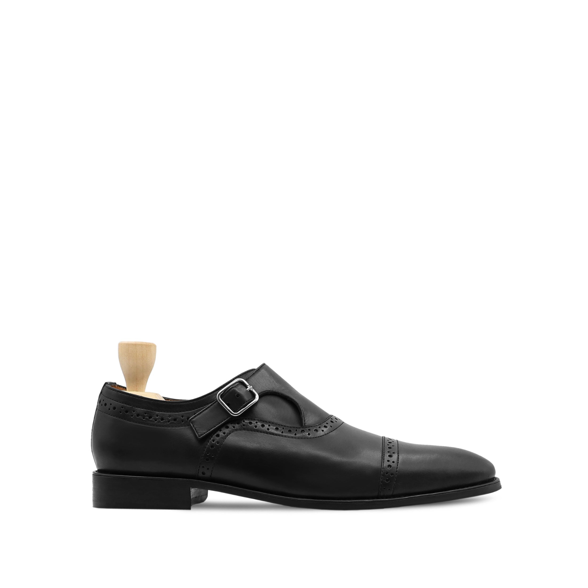 Arujo - Men's Black Calf Leather Single Monkstrap