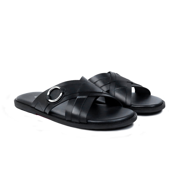 Monarch - Men's Black Calf Leather Slipper
