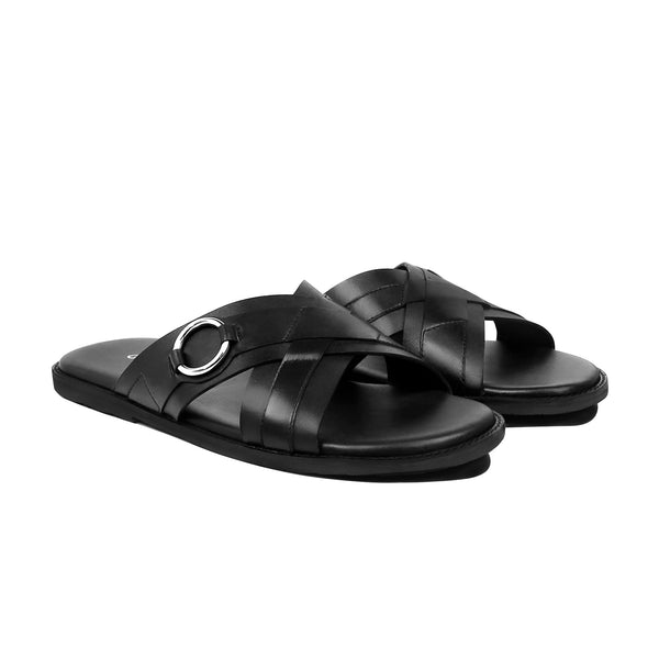 Monarch - Men's Black Calf Leather Slipper