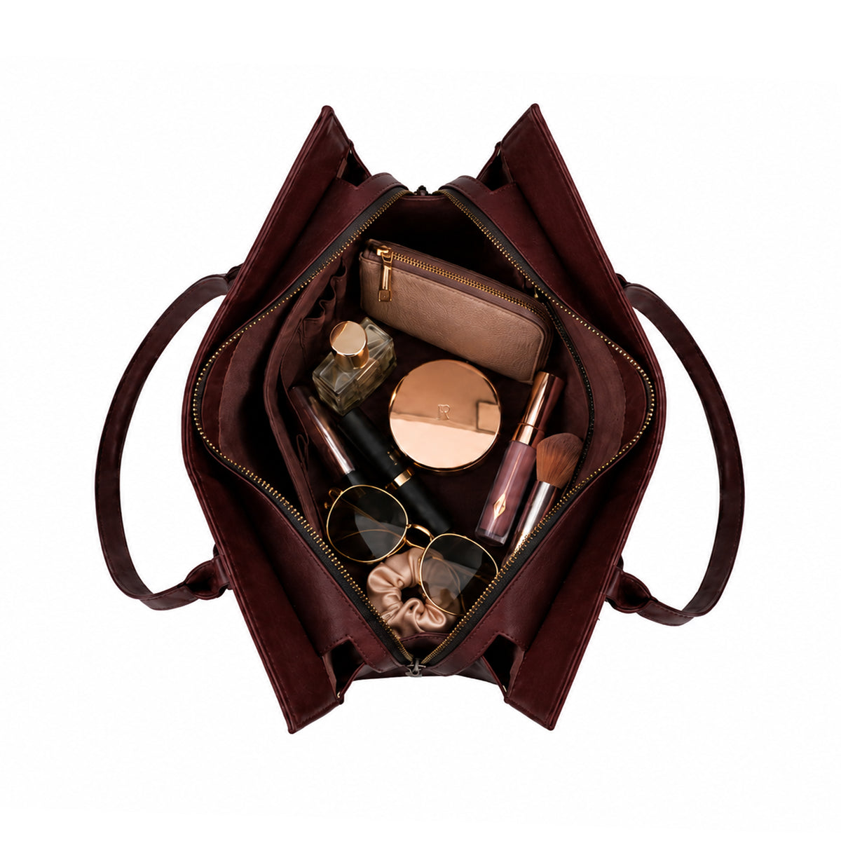 Amelia  -  Oxblood Suede Leather & Leather Hand Bag