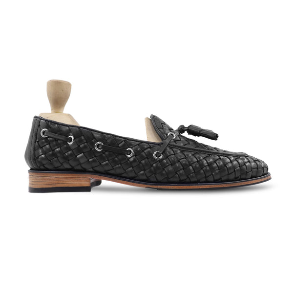 Akio - Men's Black Hand Woven Calf Leather Loafer