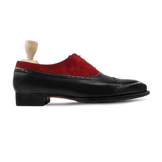 Nori - Men's Black and Red Kid Suede Oxford Shoe