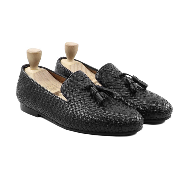 Borlange - Men's Black Hand Woven Calf Leather Loafer