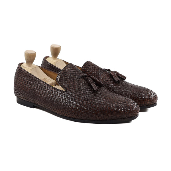 Borlange - Dark Brown Hand Woven Calf Leather Loafer