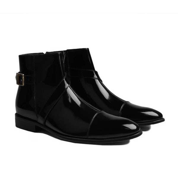 Briceni - Men's Black Patent Leather Jodhpur boot