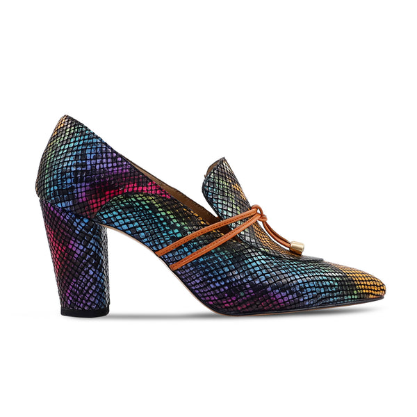 Burbank - Ladies Rainbow Printed Leather Heels