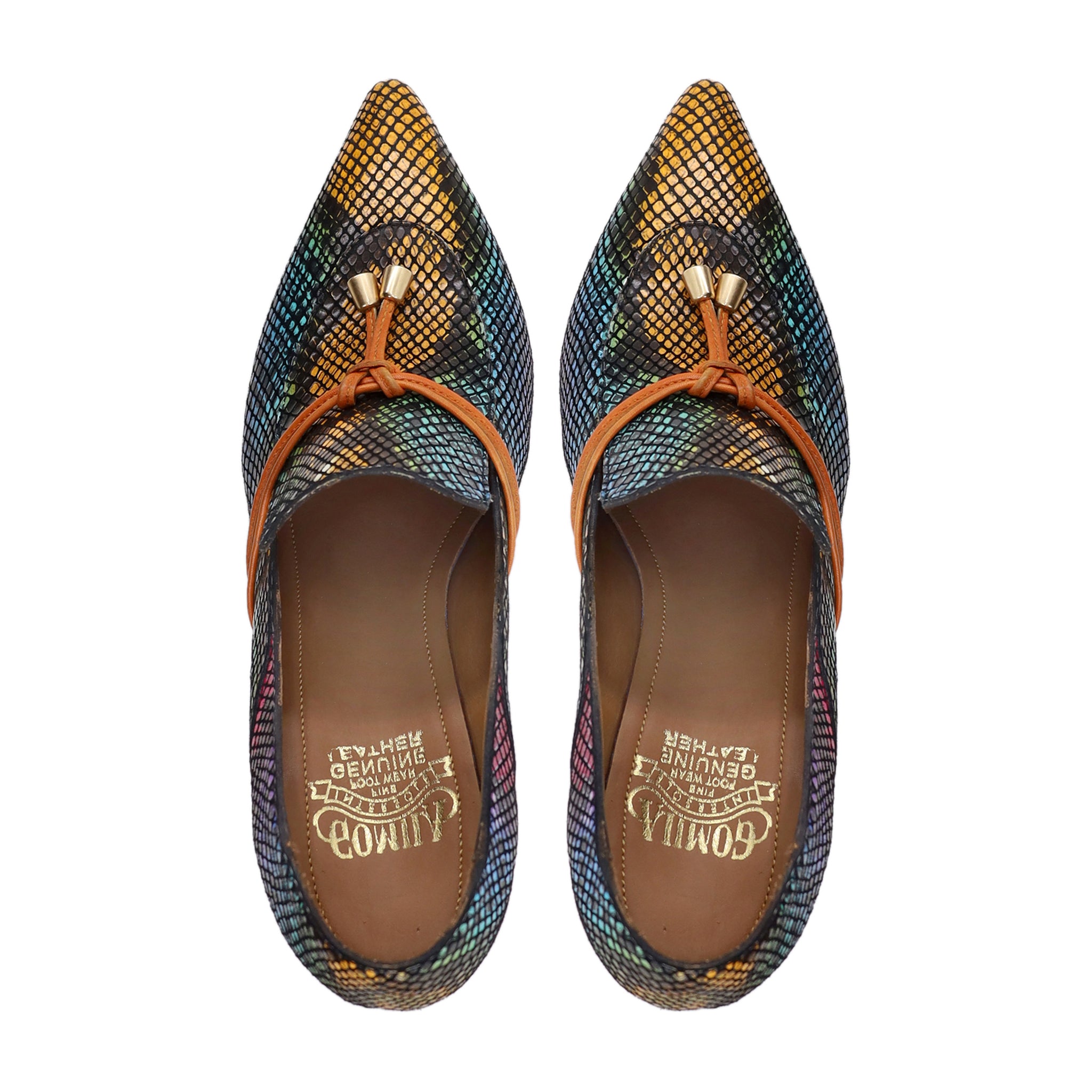 Burbank - Ladies Rainbow Printed Leather Heels