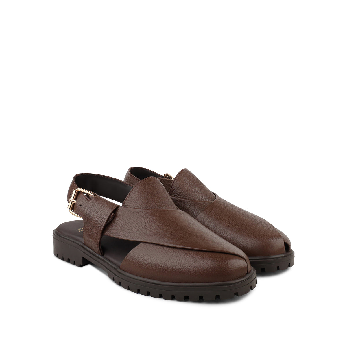 Bronx - Men's Chocolate Brown Pebble Grain Leather Sandal