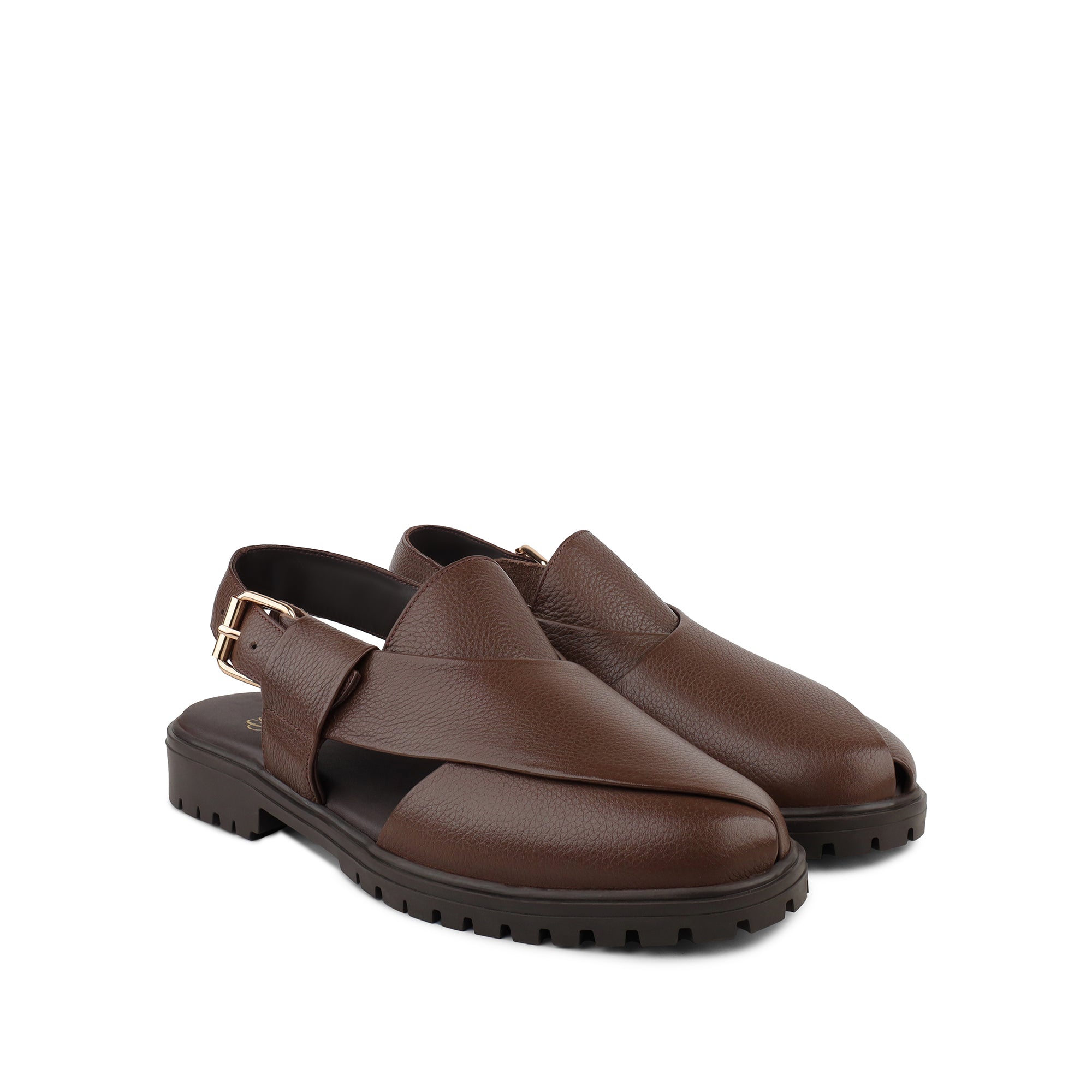 Bronx - Men's Chocolate Brown Pebble Grain Leather Sandal