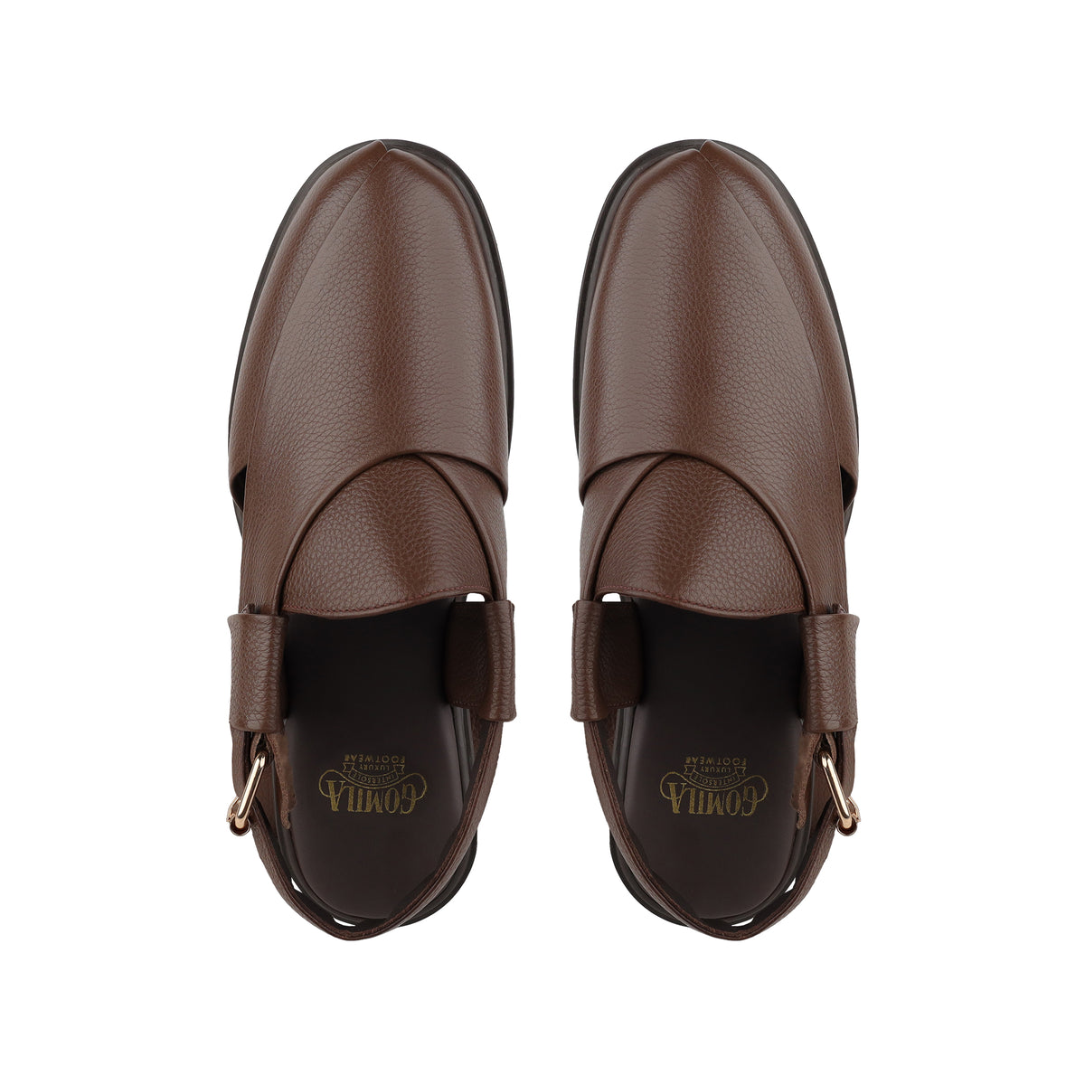 Bronx - Men's Chocolate Brown Pebble Grain Leather Sandal