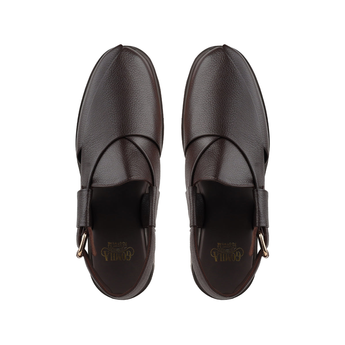 Bronx - Men's Dark Brown Pebble Grain Leather Sandal