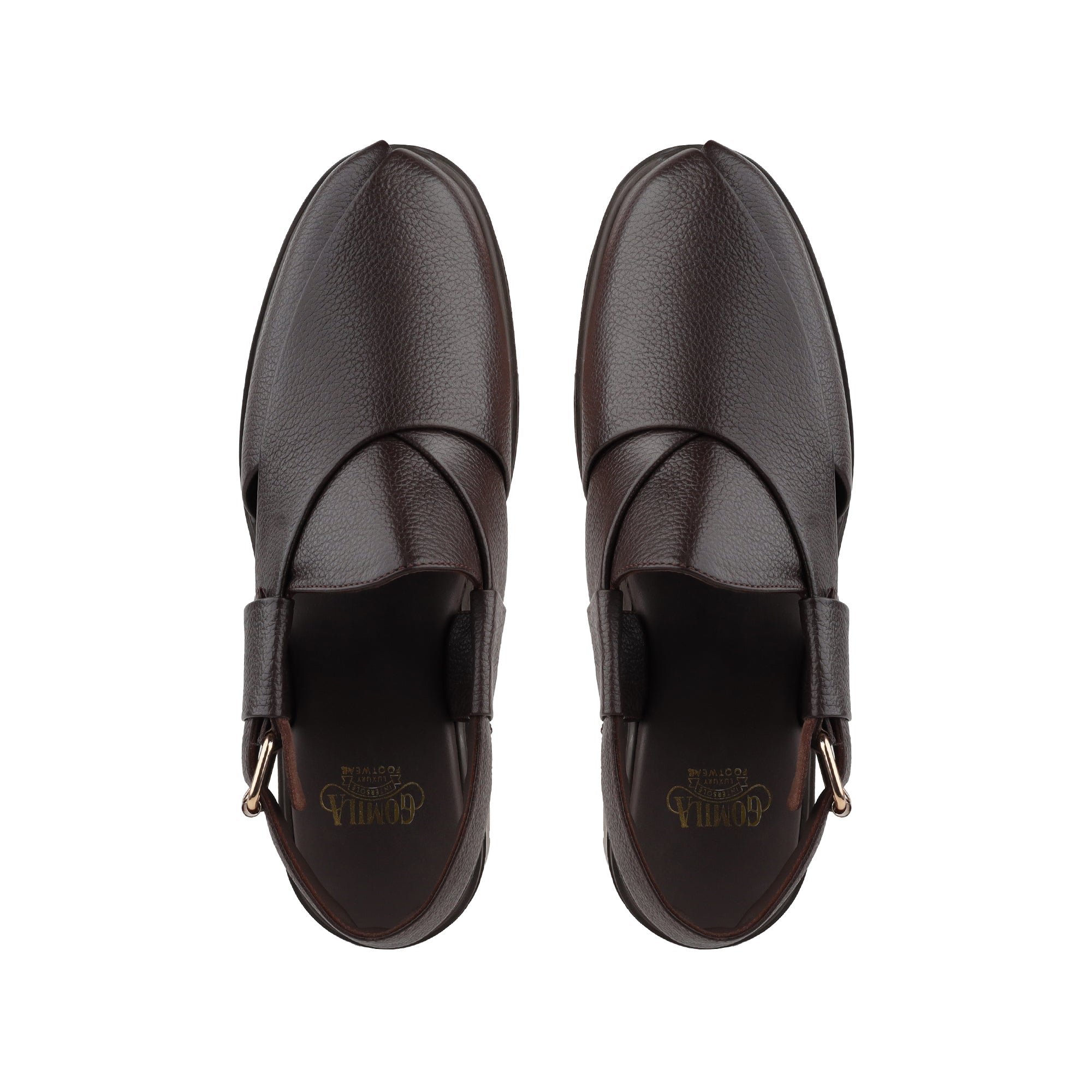 Bronx - Men's Dark Brown Pebble Grain Leather Sandal